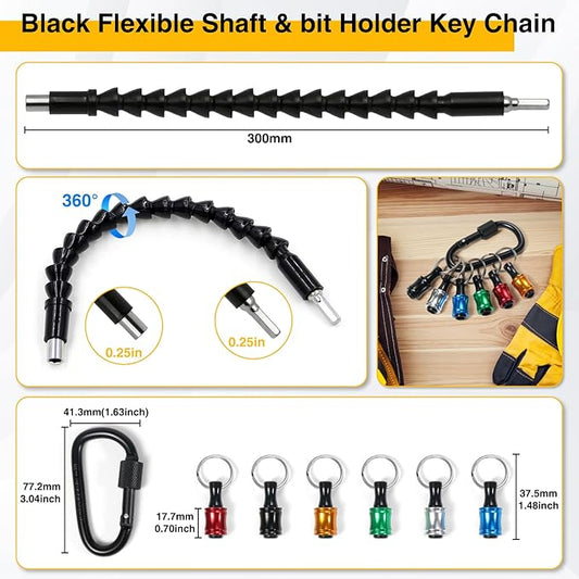 38Pcs Flexible Drill Bit Extension, 105째 Right Angle Drill, Bit Holder, Hex Socket Adapter, Bendable Drill Bit Extension, Bit Holder Extension Screwdriver Bit Kit