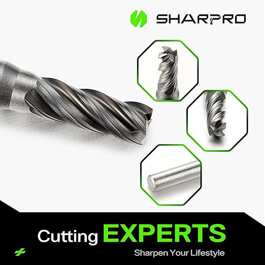 SHARPRO 6mm Shank End Mill 5mm Cutting Dia. 4 Flutes AlCrN Coated Carbide Square CNC End Mills, Apply for Alloy Steel, Stainless Steel, and Various Cast Iron