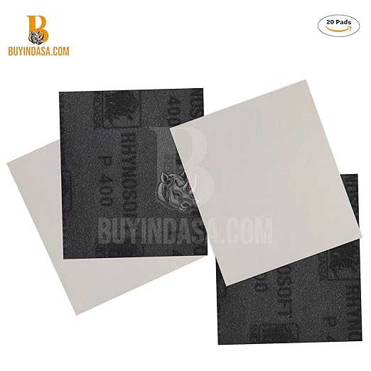 Indasa Rhynosoft Foam Sanding Pads - 4.5" x 5.5", Hook and Loop, 240 Grit, Plusline, Flexible, Tear-Resistant, Ideal for Automotive, Wood,& Finishing (Pack of 20 Pads)