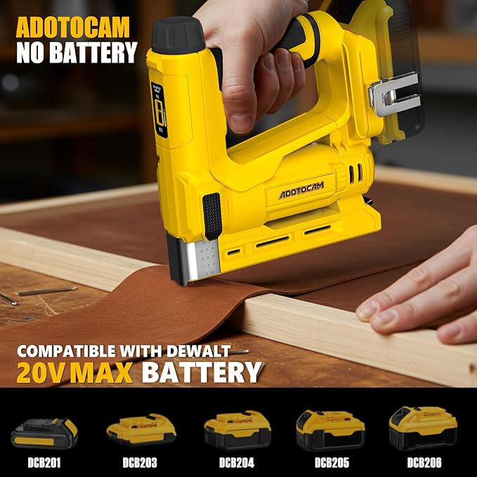 18GA Nail Gun for Dewalt 20V Battery (Tool Only), 2 in 1 Cordless Brad Nailer/T50 Crown Stapler, Nail Gun Battery Powered with 2,000PCS Staples and Nails for Upholstery & Family DIY