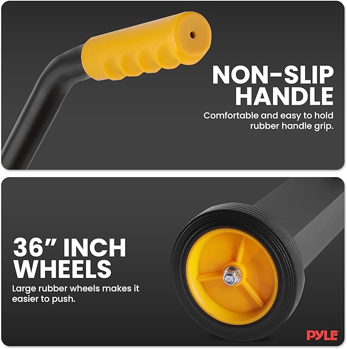 Pyle 36" Rolling Magnetic Sweeper with Adjustable Handle - Strong and Durable Metal Construction Heavy-Duty Cleaning/Metal Pickup for Industrial and Commercial Use (Black and Orange)