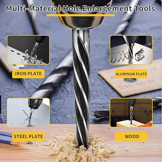 3/8??Reamer Drill Bit,M2 HSS Tapered for Metal Steel Wood Plastic,3/8??Bridge Construction Reamer with 3/8" Non-Slip Shank,5-Spiral Flutes Reamer Drill Bit to Align or Enlarge Holes