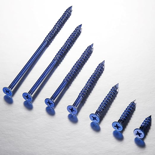 WenSilon(30 PCS) 3/16''x1-1/4 Concrete Screw Anchor Blue Flat Head for Anchoring to Masonry, Block or Brick Stucco