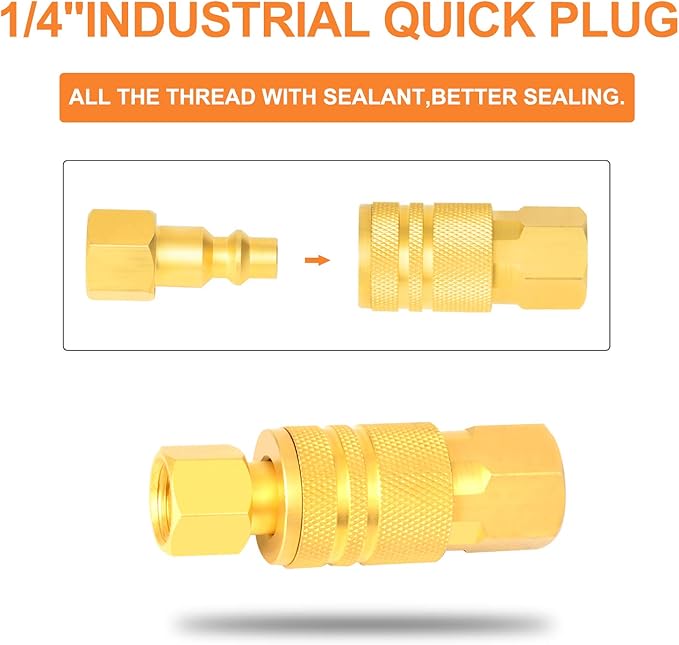 GASHER 1/4-Inch NPT Female Brass Industrial Air Plug, Pneumatic Plugs 300PSI (20-Pack)