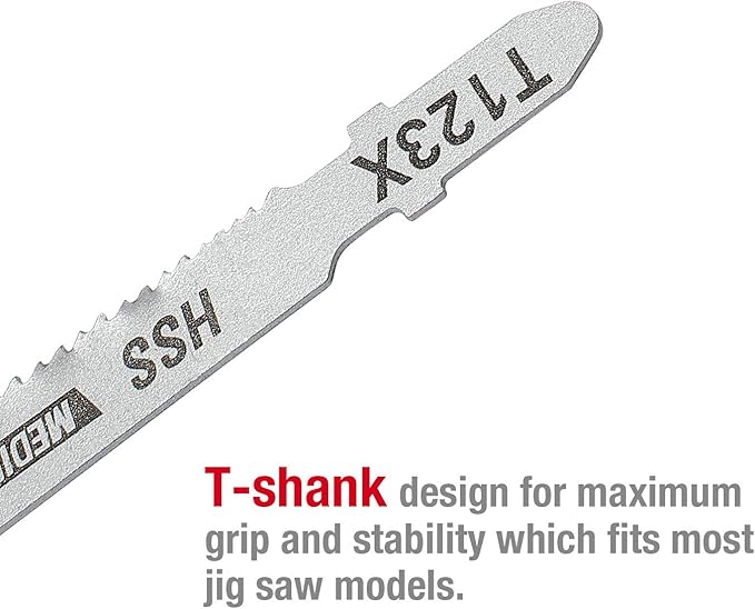 WORKPRO 25-Piece T-Shank Jig Saw Blade Set with Storage Case, Made with HCS/HSS/BIM, Assorted Blades for Wood, Plastic and Metal Cutting