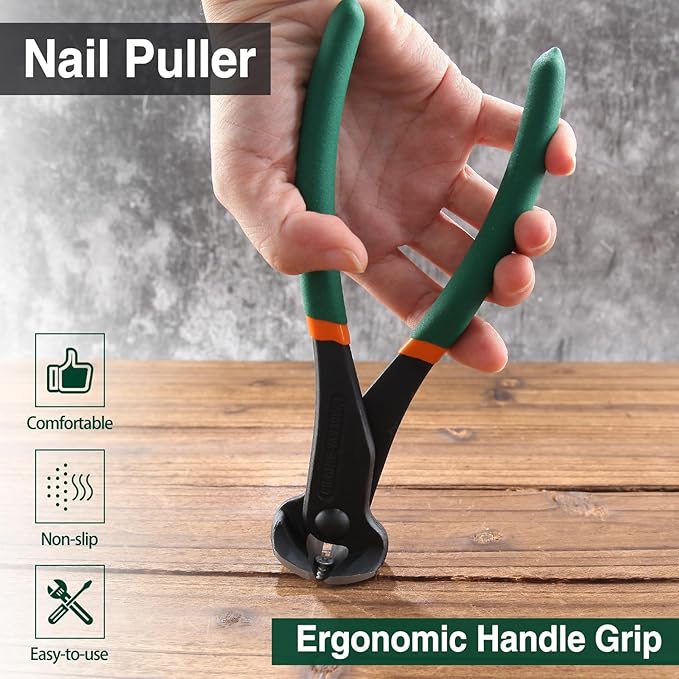 SPEEDWOX 7 Inch End Cutting Pliers, Nail Puller, Wire Cutter, Green & Orange, Limited Warranty