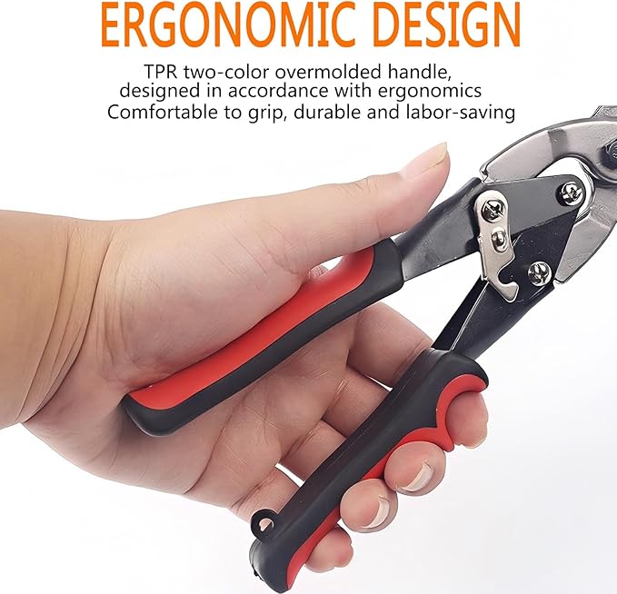 3-Piece Aviation Tin Snips Set, 10-Inch Sheet Metal Cutting Shears, Straight/Left/Right Cut Cr-V Steel Aviation Snips with Serrated Blades and Comfort Grip