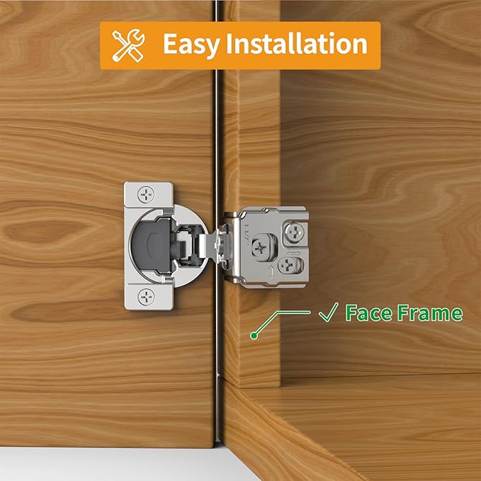 Chibery 6 Pack 1-1/2" Overlay 3D Soft Close Concealed Hinge for Face Frame Door, Smooth Slow Self Closing Hinges, Satin Nickel, Hidden 105째 Open Angle Stainless Steel Hinge for Kitchen Cabinet Door