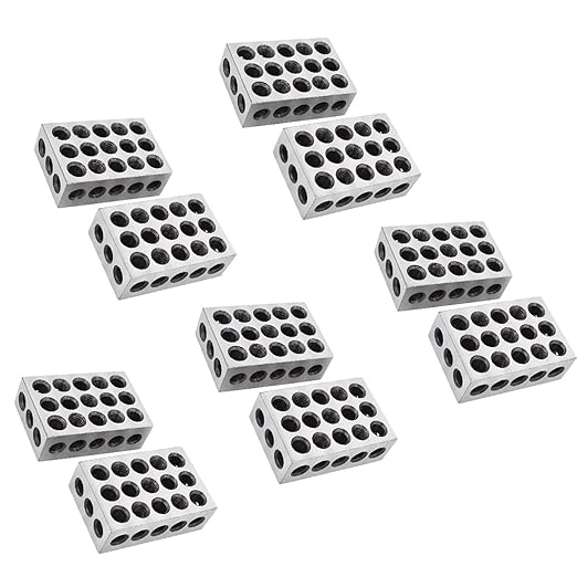 5 Pair of 1-2-3 Blocks Matched Pair with 23 Holes Precision Machinist Milling 0.0002In for Milling Machine Jig