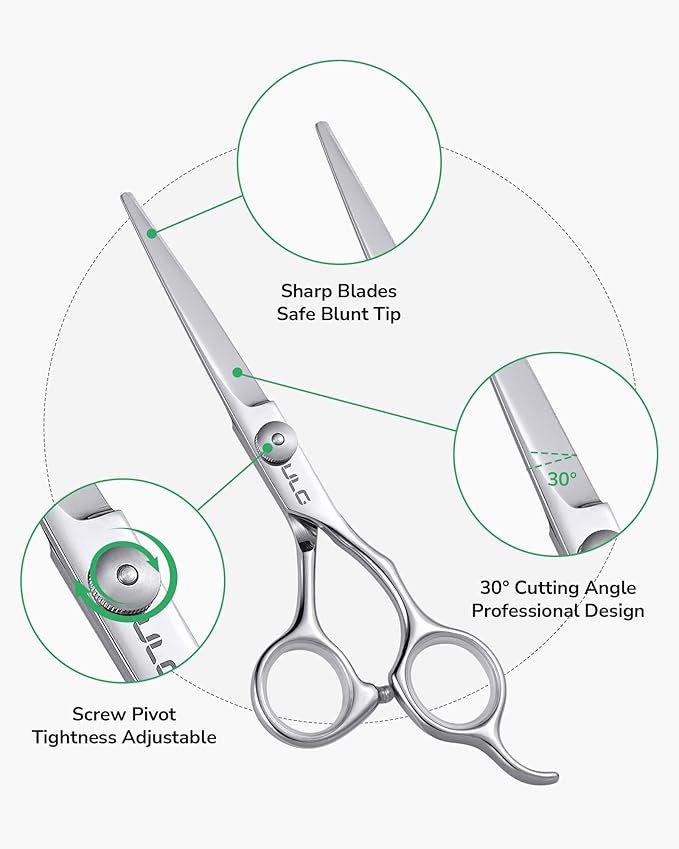 ULG Hair Cutting Scissors Set, Hair Scissors Thinning Shears for Hair Cutting, Professional Barber Scissors Hair Shears for Women Men Adults Kids Salon Home Use, Japanese Stainless Steel