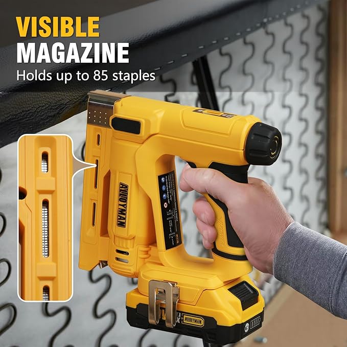 ALLOYPOWER 3/8''Crown Stapler, 18 Gauge 2 in 1 Cordless Brad Nailer/Electric Stapler with 2.0AH Battery & Charger, Nail Gun Battery Powered with 2,000PCS Staples and Nails for Upholstery & Family DIY