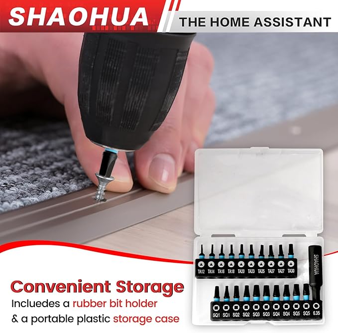 21PCS Screwdriver Bit Set, 25mm Triangle Screwdriver Set TA12-30, Square Drive Bits #1,2,3,4,5 with 1/4" Bit Holder, S2 Steel Hex Head Drill Bit Set, 1/4 Hex Impact Bit Set, Magnetic Bit Set