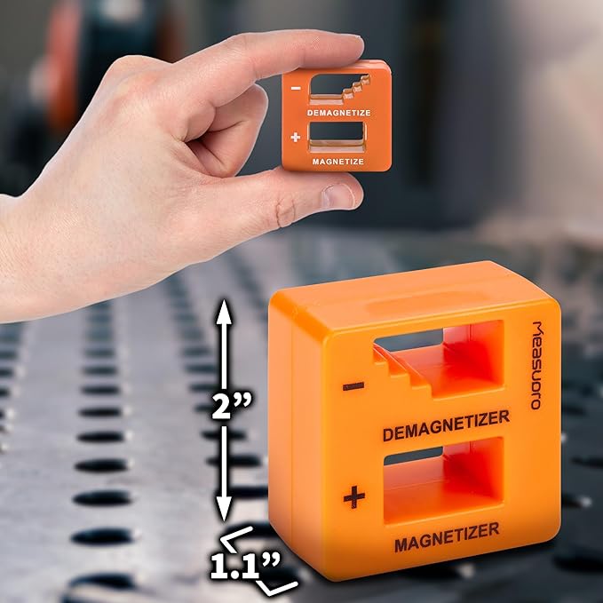Demagnetizer and Magnetizer for Screwdrivers Tips, Bits, and Small Tools, Large or Big Screws, Drills, Drill Bits, Sockets, Nuts, Bolts, Nails and Precision Construction, Orange - 3 Pack