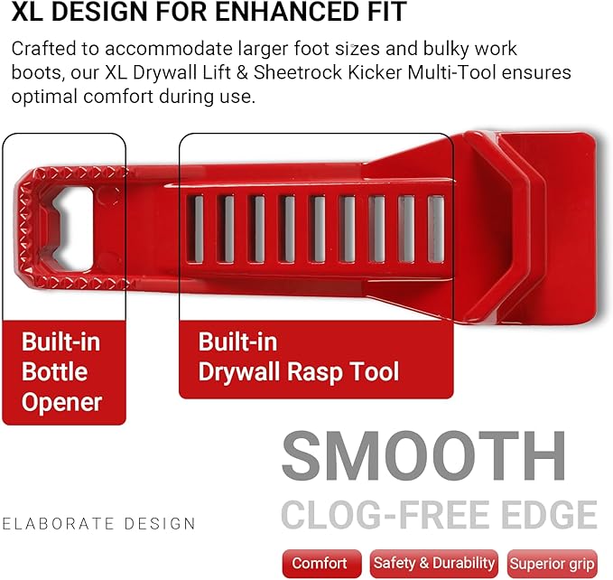(2-Pack) Calvana XL Drywall Lift & Sheetrock Kicker Multi-Tool Set with Built-In Drywall Rasp Tool & Bottle Opener, Ideal for Wall Panels & Door Installation, XL Size Drywall Tools