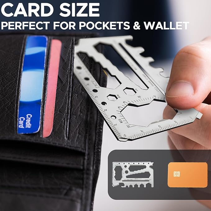 40-in-1 Credit Card Multitool ??TSA Compliant EDC Tool Card, Slim Pocket Survival Wallet Tool(Silver, Single)