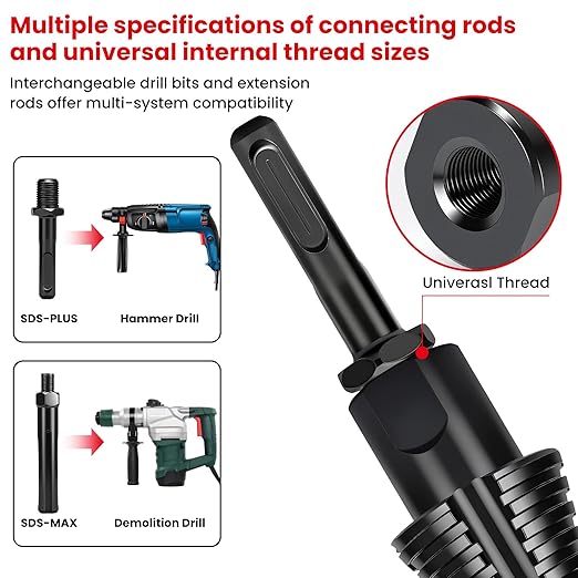 Premium Firewood Log Splitter Drill Bit Set with Detachable Design, 50mm Heavy Duty Wood Splitting Screw Cone - 2 replaceable drill bits & Handles for Electric Drill, Kindling Splitter - 6PCS