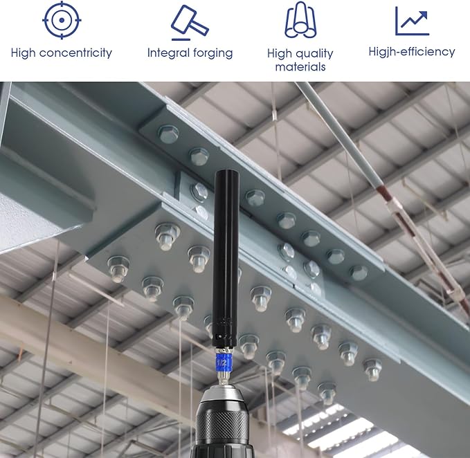 3 Pcs 9/16"(14mm) Power Nut Driver 6'' 8'' & 12'' Length, Nut Runner Hollow Socket with 3 Pcs 1/4" Hex Shank and 360째 Rotatable 1/4" Hex Shank, Fit Long Bolts and Ductwork