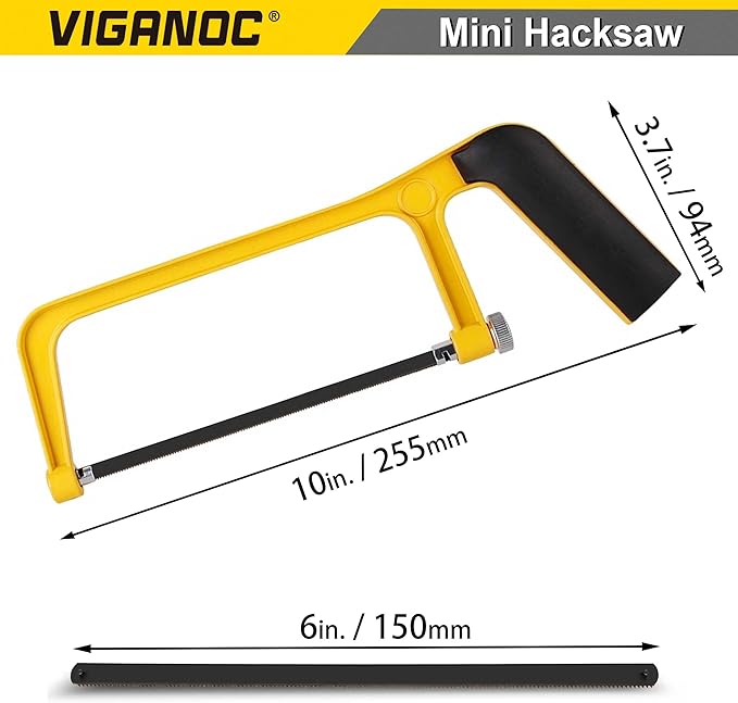 6-inch Mini Hacksaw Frame- 150 mm Extra Fine Cut Junior Handsaws, Hacksaws with Bi-Metal Blade for Wood and Metal