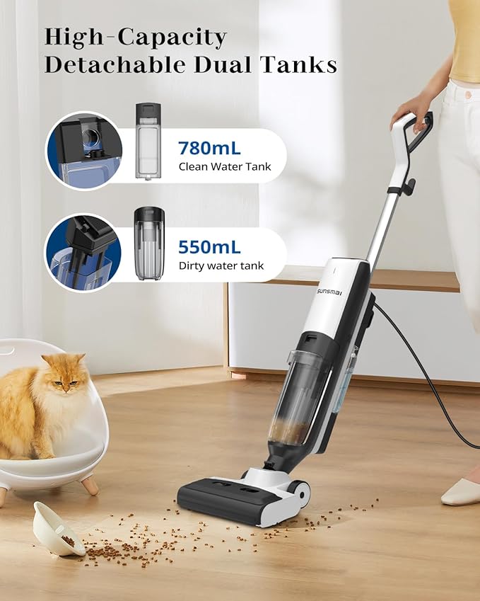 4-in-1 Steam Vacuum Mop Self-Cleaning Wet Dry Vacuum for Hardwood Floors Carpets 212째F High-Temperature Steam with LED Display