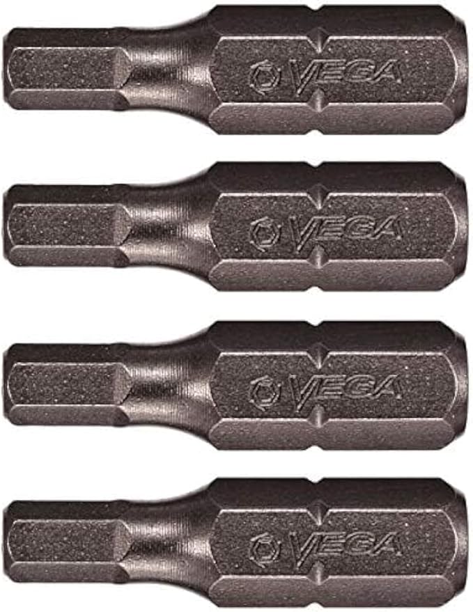 VEGA 2.5mm HEX Tamper Proof Security Bits. Professional Grade 쩌 Inch Hex Shank, HEX 2.5mm Security Bits. 125HT025A-4 (Pack of 4)