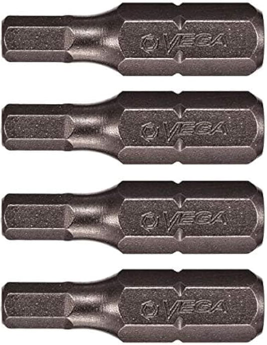 VEGA 2.5mm HEX Tamper Proof Security Bits. Professional Grade 쩌 Inch Hex Shank, HEX 2.5mm Security Bits. 125HT025A-4 (Pack of 4)