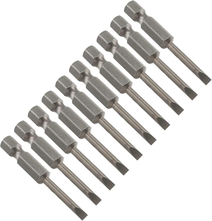 10 Pcs SL4 Magnetic Slotted Screwdriver Bits S2 Steel Flat Head Screwdriver Bits with 1/4 Inch Hex Shank, 2 Inch Length
