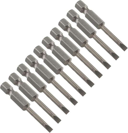 10 Pcs SL4 Magnetic Slotted Screwdriver Bits S2 Steel Flat Head Screwdriver Bits with 1/4 Inch Hex Shank, 2 Inch Length
