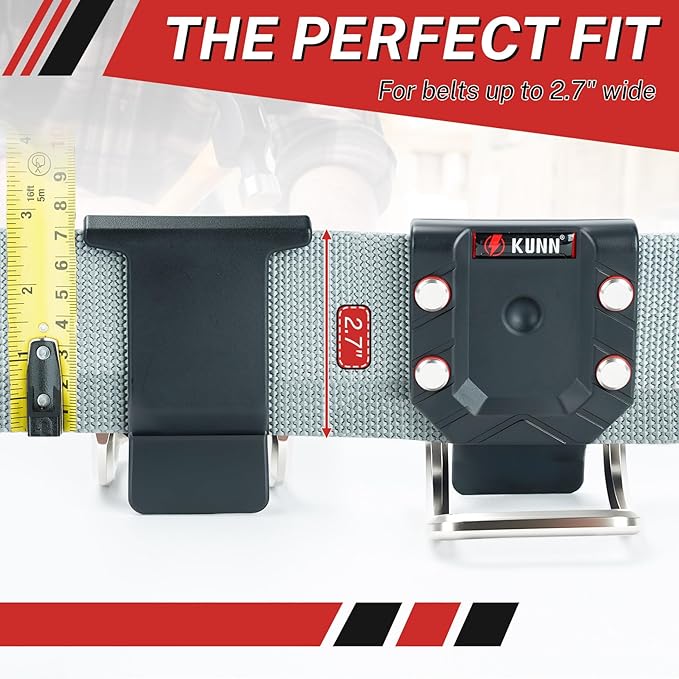 KUNN Hammer Holder for Belt, Quick-Release Tool Holster & Loop, Fits Up to 2.7" Belts, Heavy-Duty Aluminum Alloy Clip for Hammer, Hatchet, Mallet