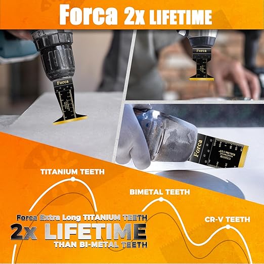 Forca 49pcs Oscillating Tool Blades and High-Carbon Steel Multitool Blades, Universal Multitool Blades for Metal Wood Cutting,Multi Tool Blades Kits Fit Dewalt Bosch Milwaukee Ryobi