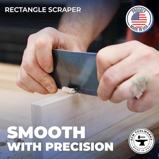 Blue Curved Cabinet Scraper Cards - Cabinet Scraper for Woodworking, Card Scraper Tool for Precision and Fine Finishes - Ideal Tool for Woodworking Projects - Made in USA (Set of 3)