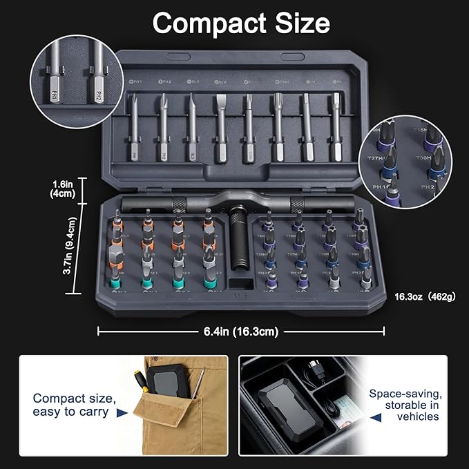 42 - in - 1 Magnetic Screwdriver Set: DIY Ratchet with Detachable Handle. Multi - bit Drive. Compact, Portable Tool Kit for Computer, Bicycle, Furniture Repair