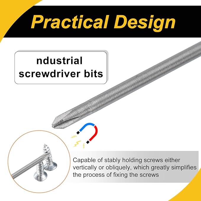 5 Pcs Magnetic Phillips Screwdriver Bit PH0 1/4" Hex Shank 80mm Long 2.5mm Rod