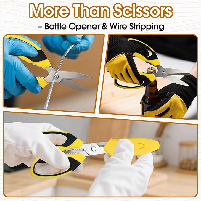 8 Inch Utility Scissors for Kitchen, Office, Craft & DIY ??Heavy Duty Stainless Steel Multipurpose Scissors for Cutting Cardboard, Fabric, Carpet, Wire and Leather ??with Protective Cover