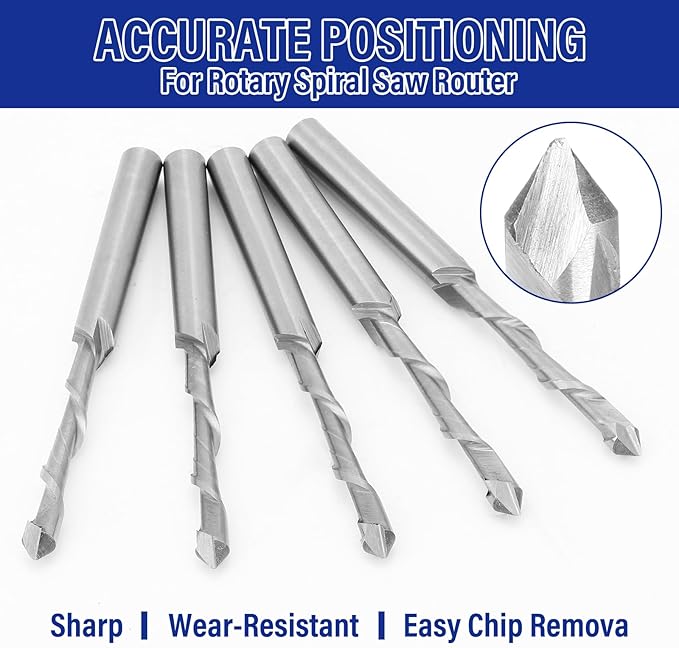 Tondiamo 10 Pcs Drywall Router Bits 3/16 Drywall Drill Cutting Bits M2 Speed Steel Spiral Downward Router Cutout Rotary Guidepoint Drill Tool