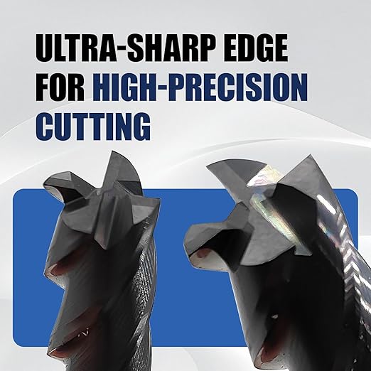 6 Pcs 1/8" Carbide Square End Mill, 4 -Flute TIALN Coated CNC Mill Bits for Steel, End Mills for Precision Milling Tasks