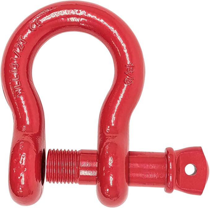 Mytee Products (2 Pack 1-3/8" Anchor Shackle Forged Carbon Steel w/Alloy Screw Pin WLL 13.5 Tons (27,000 lbs) | Double Rust Protection Heavy Duty D Ring Shackle for Towing, Rigging & Vehicle Recovery