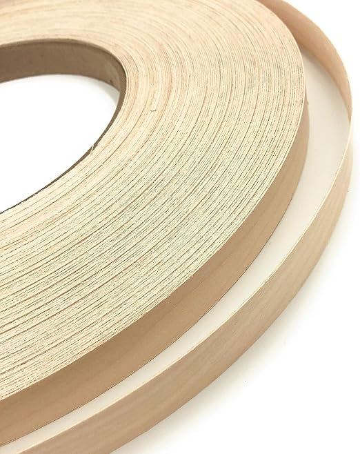 Edge Supply Birch 13/16 inch X 250 ft Roll of Plywood Edge Banding ??Pre-glued Real Wood Veneer Edging ??Flexible Veneer Edging ??Easy Application Iron-on Edge Banding for Furniture Restoration
