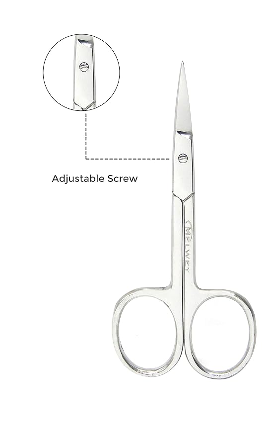 Eyebrow Scissors & Small Cuticle Scissors, 3.7 Inches ??Curved Blade Manicure TSA Scissors, Stainless Steel for Eyelashes, Facial Hair, Pubic Hair, Men?셲 Moustache & Beard