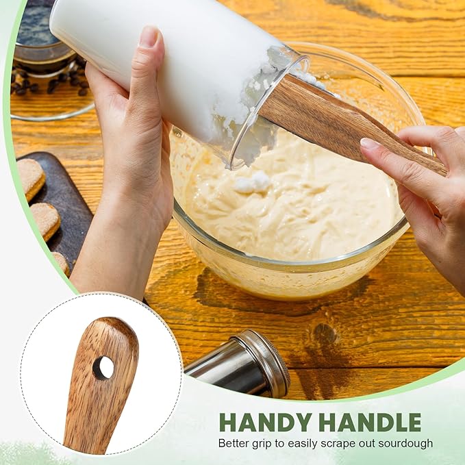 Baderke 11 Inch Wooden Sourdough Bread Mixing Stir and 13 Inch Wooden Spatula Paddle Stirring Stick for Kitchen Cooking Mixing Tool for Sourdough Starter Cookware Pot(Beech Wood)