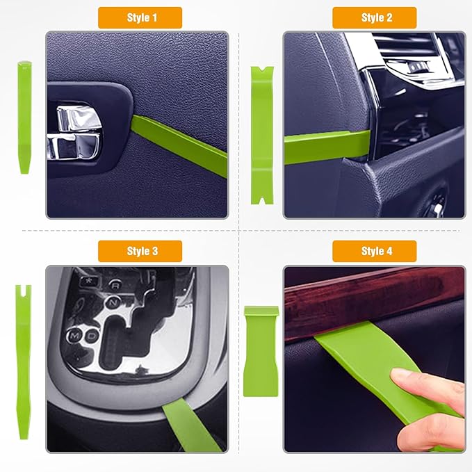 GOOACC 6PCS Auto Trim Removal Tool Kit No-Scratch Tool Kit for Car Audio Dash Window Molding Fastener Remover Tool Kit-Green