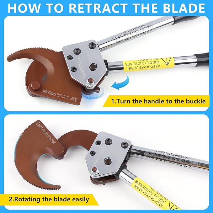Yangoutool Heavy-Duty Ratcheting Cable Cutters for Large Copper, Aluminum, and Armored Cables - J40 Wire Cutter up to 300 mm짼, Electrical Wire Cutting Tool