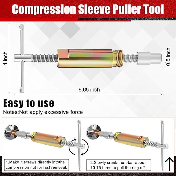Lanties 5 Pcs Angle Stop Wrench Kit Plumbing Tool, Compression Sleeve Puller for 1/2" Compression Fittings, Ferrule Puller Removal Tool for 1/2" Copper Tubing Nut, 4-way Multi-functional Utility Key