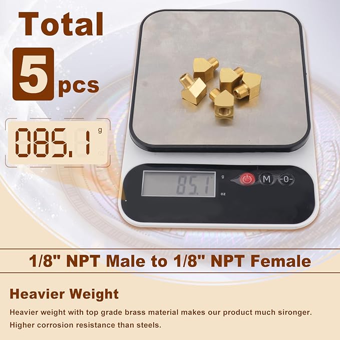 5pcs 1/8??Brass Fittings 45 Degree Barstock Street Elbow 1/8" NPT Male Pipe to 1/8" NPT Female Pipe Elbow Forged Brass Pipe Fittings