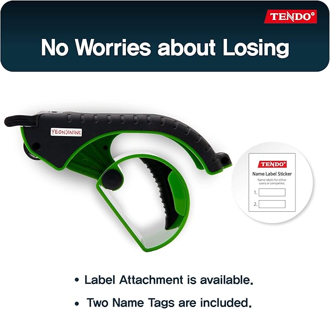Heavy Duty Shipping Tape Dispenser: TENDO째 Essential Line ??Reusable, Replaceable, Eco-Friendly 2?쇺?Master Piece Dispenser with Patented 10째 Sloped Chromium Blades - P-1200 (3th Gen.)_Green