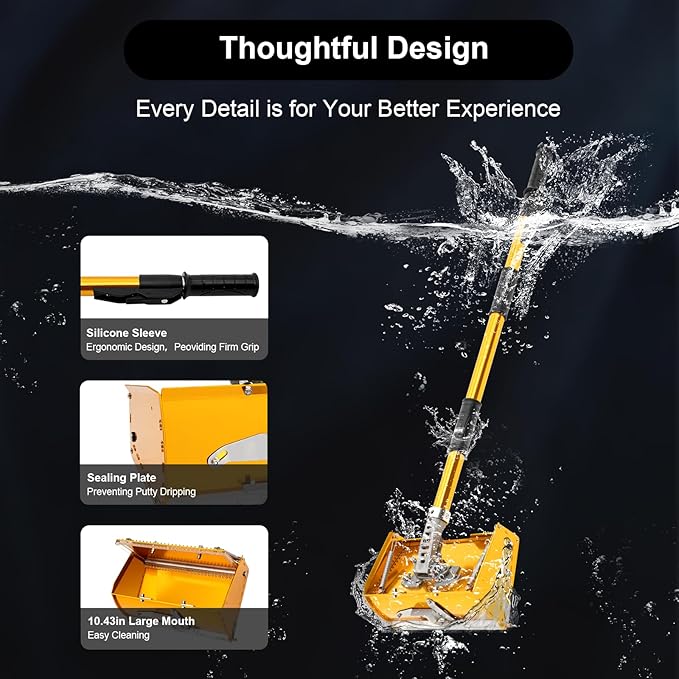 Drywall Flat Finishing Box Tool + Handle | Drywall Finishing Tools Setw/2.95-4.92ft Adjustable Handle Extension | Mud Drywall Skimming Blade | Quick Clean | Pro-Grade