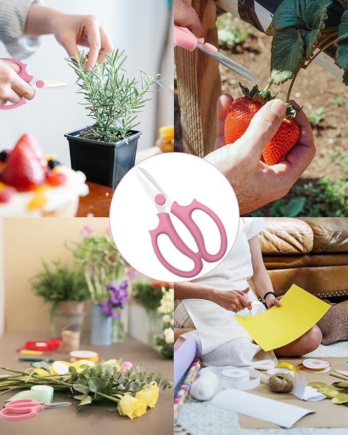 Floral Scissors, 4pcs Stainless Steel Flower Scissor for Florist Arrangements Pink