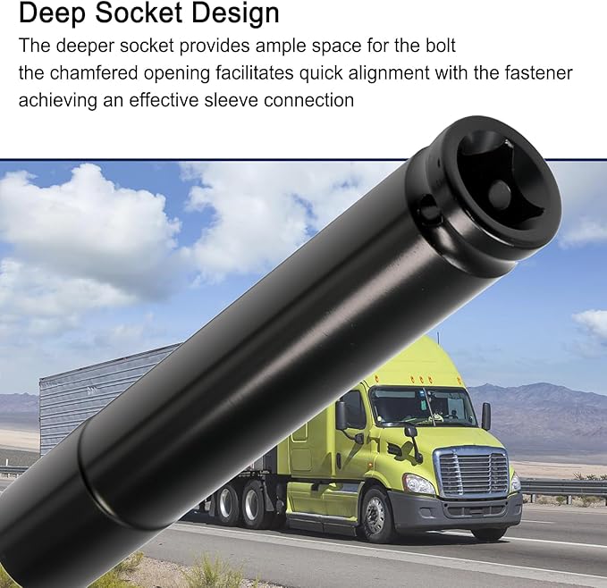 19mm Extra Deep Socket, 3/4" Socket 1/2" Drive Truck Cage Bolt, Heat-Treated CR-V Steel 6 Inch Length (19MM-2PCS)
