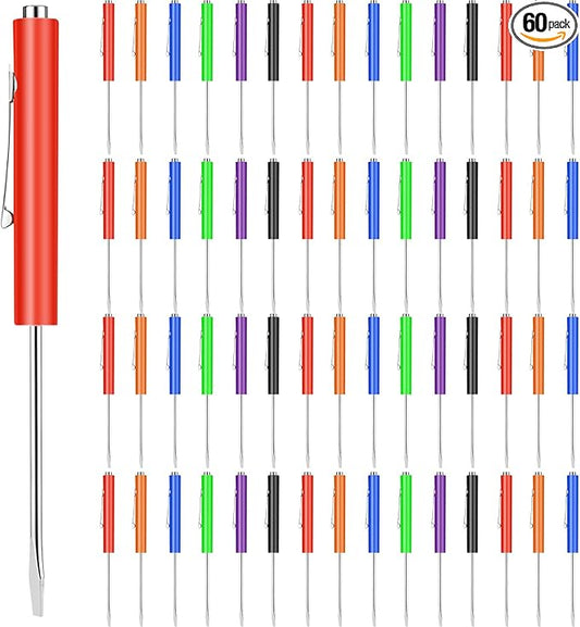 60 Pieces Pocket Screwdriver Mini Tops and Pocket Clips Magnetic Slotted Small Screw Driver with a Single Blade Head for Mechanical, Electrician (Colorful)