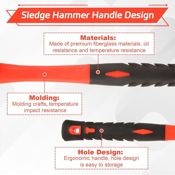 QTLCOHD 1 lb Brass Hammer, Fiberglass Sledge Hammer with Handle, Non-Sparking, Die-Forge, 11"