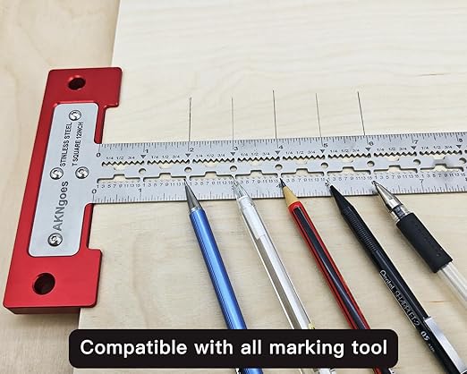 Precision Scriber T Square Ruler, T Square with Support Lips, Built in Scribe Notches, Stainless Steel Architect Ruler for Carpenter Work, Layout and Measuring Tools - 600mm
